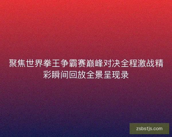 聚焦世界拳王争霸赛巅峰对决全程激战精彩瞬间回放全景呈现录