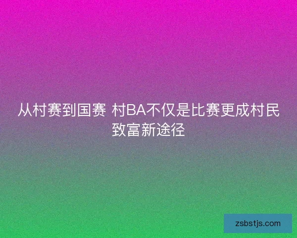 从村赛到国赛 村BA不仅是比赛更成村民致富新途径
